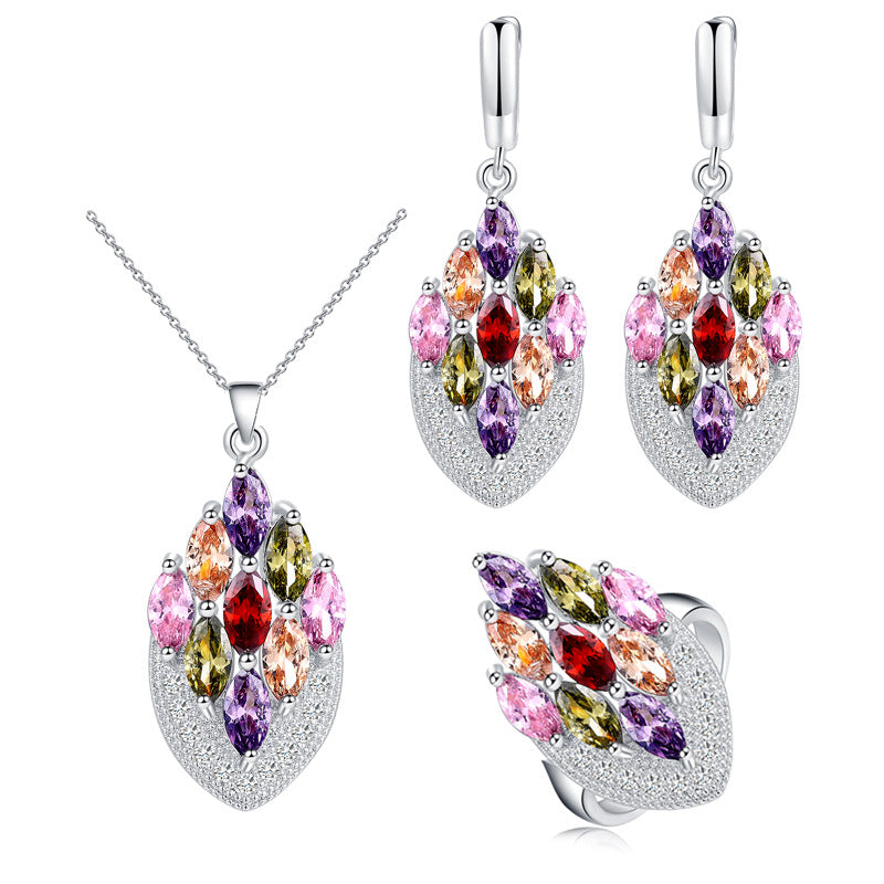 European and American style zircon jewelry set Wholesale bridesmaid and wedding accessories for photo studios and photography props