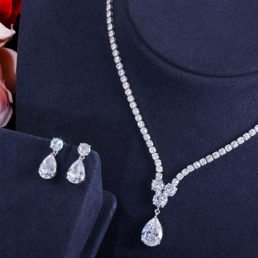 Korean-style Korean version fashion necklace and earring set - bridal wedding party dress evening gown and formal wedding accessory chain set