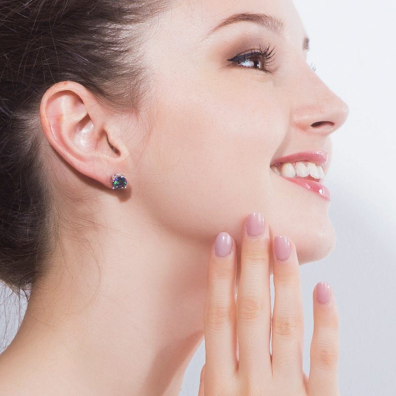 New Korean-style high-end fashionable multi-color zircon ear studs for women Popular and highly selling earrings