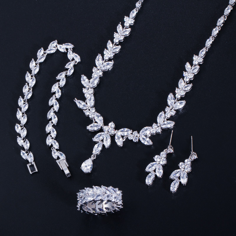 Hot-selling exaggerated earrings S925 fashionable zircon waterdrop long-style hollow earrings for brides