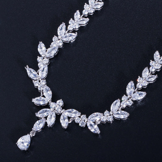 Korean-style elegant wedding dress and accessories set with high-end AAA zirconium stones (four pieces) for brides