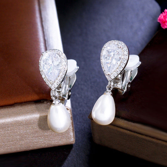 Korean unique retro drop earrings set with AAA zirconia and personalized creative pearl stud earrings exquisite jewelry pieces