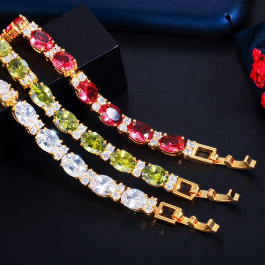 European and American fashion multi-purpose jewelry - eco-friendly copper electroplated genuine gold micro-set zirconia bracelet with color retention