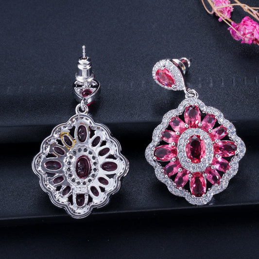 True gold color-lasting long-style vintage earrings with European-style diamond and zirconia adornment