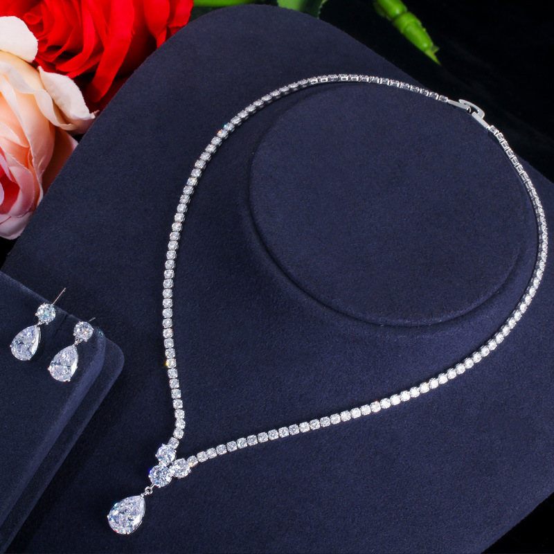 Korean-style Korean version fashion necklace and earring set - bridal wedding party dress evening gown and formal wedding accessory chain set