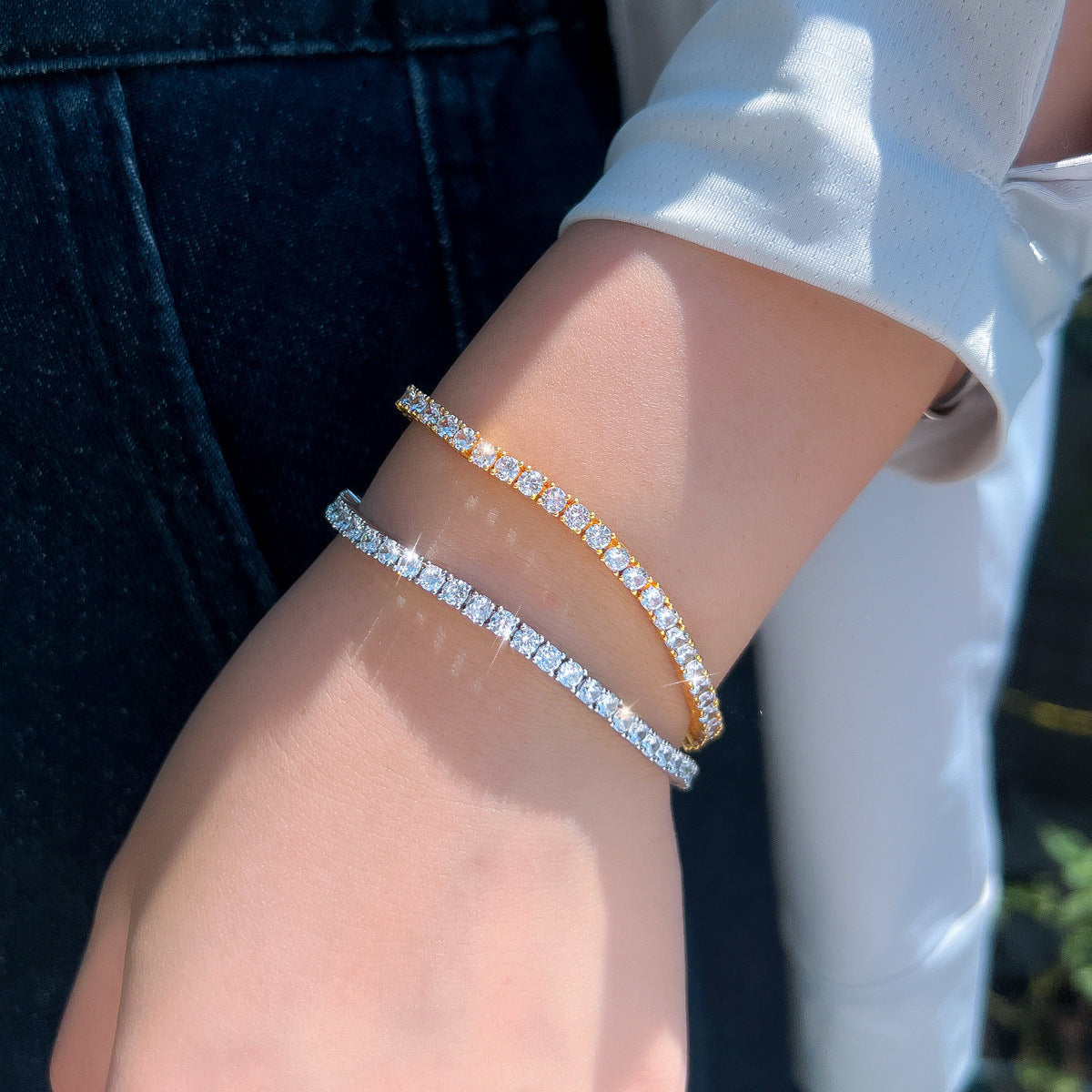 European and American single-row diamond 3mm hip-hop tennis bracelet with full diamonds a unique and rare design featuring ultra-shiny zirconia jewelry