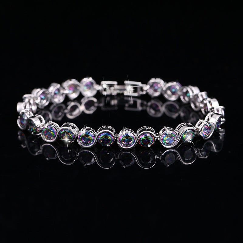 Fashion multicolored bracelet, AAA quality zircon, Korean-style jewelry