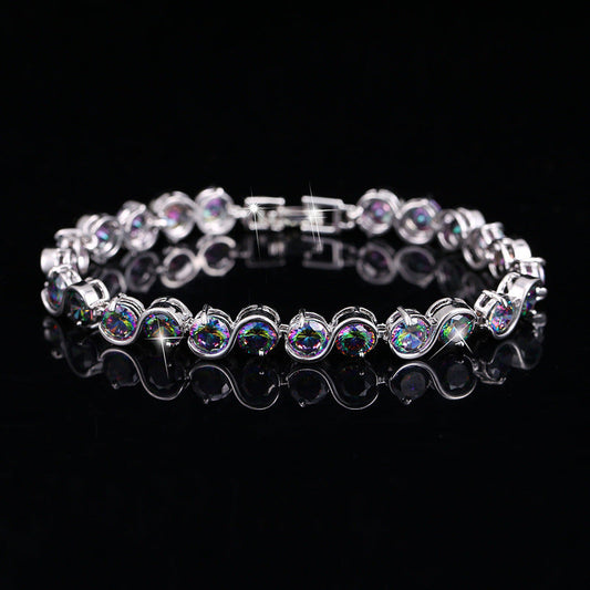 Fashion multicolored bracelet, AAA quality zircon, Korean-style jewelry