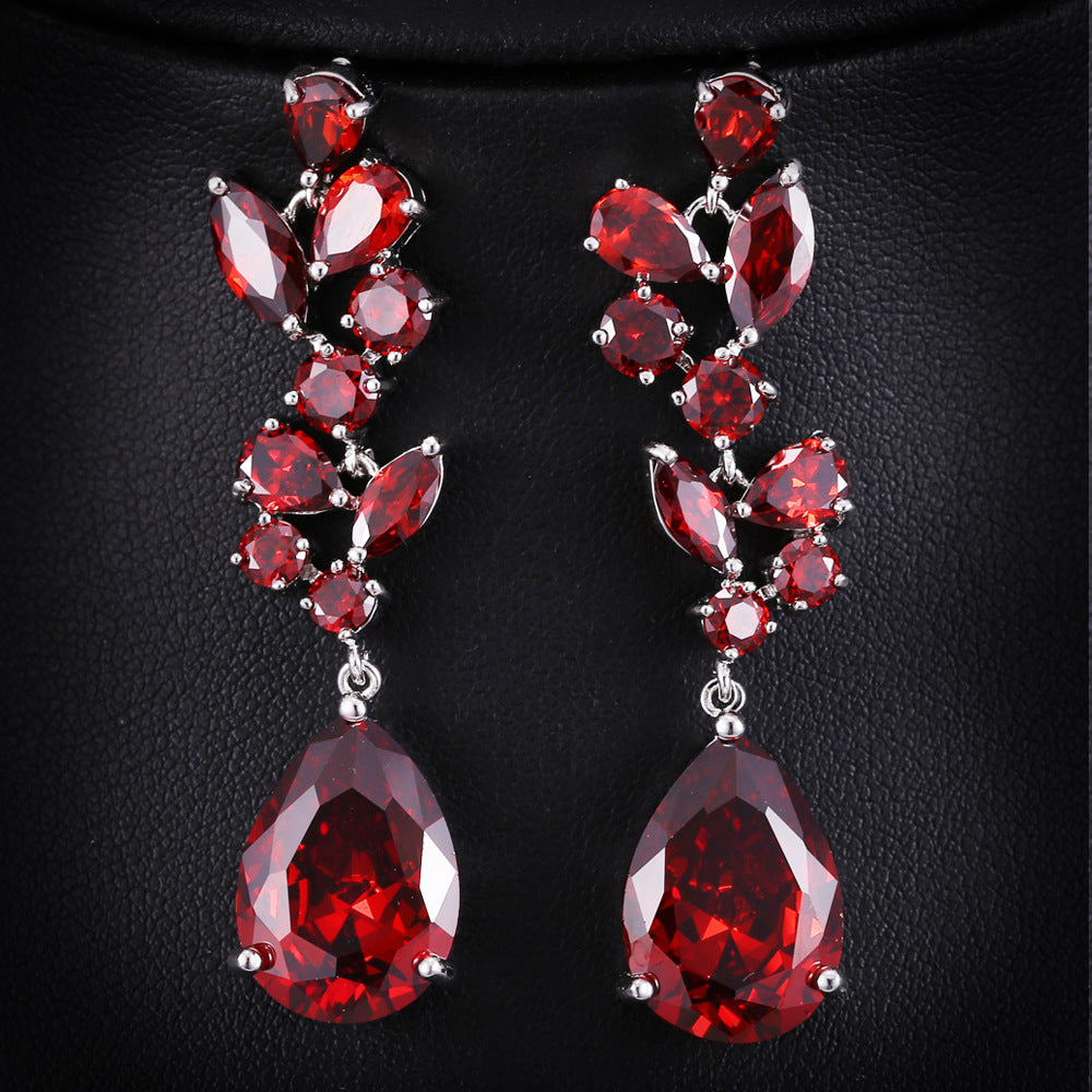 European and American earrings - AAA zirconia luxury long earrings - high-end evening accessories