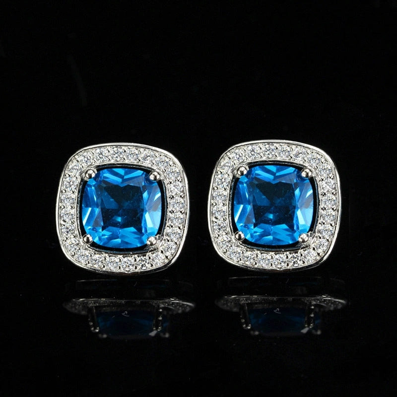 Best-selling Micro Set Stud Earrings Best-selling AAA Zirconia Earrings Decorative Jewelry for Europe and America High-end Ear Accessories Square Set Diamond Stud Earrings