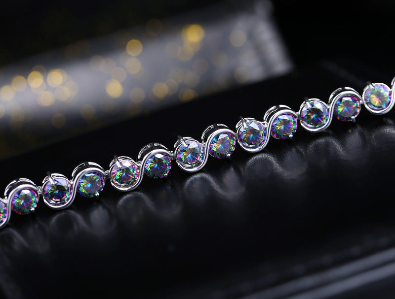 Fashion multicolored bracelet, AAA quality zircon, Korean-style jewelry
