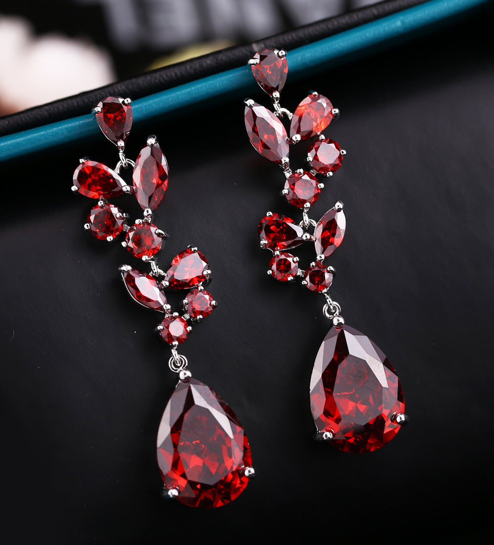 European and American earrings - AAA zirconia luxury long earrings - high-end evening accessories