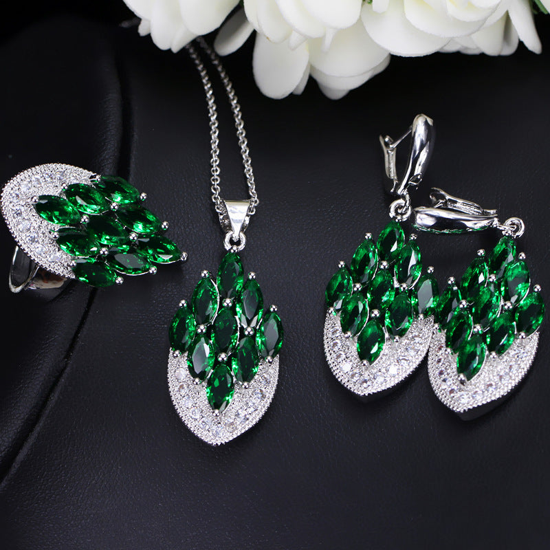 European and American style zircon jewelry set Wholesale bridesmaid and wedding accessories for photo studios and photography props