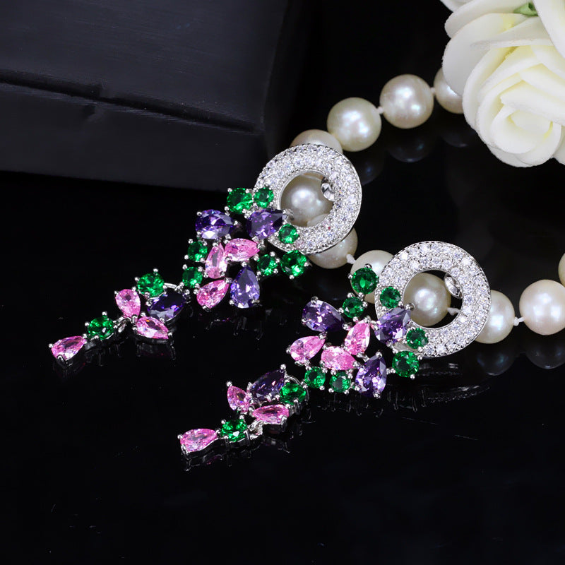 New multi-color garland series earrings with AAA zirconia and sparkling diamond accents