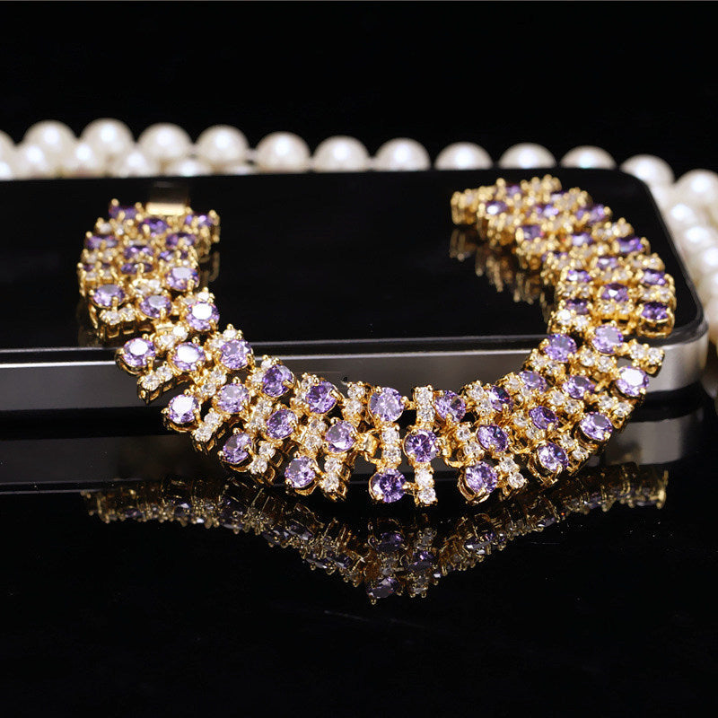 European and American style bracelet and necklace fashionable jewelry AAA zircon bracelet