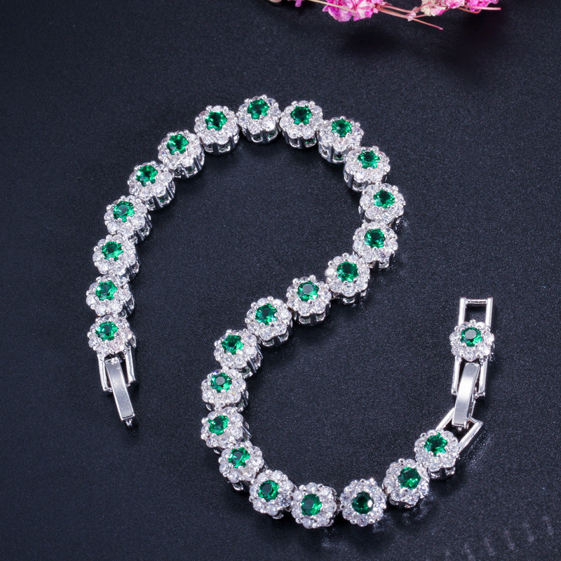 European and American fashion-style AAA zirconia bracelet - electroplated white gold jewelry accessory