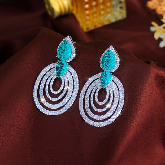 European and American geometric design oval large hoop earrings in S925 silver Lightweight and luxurious style Suitable for formal evening gowns Women's earrings