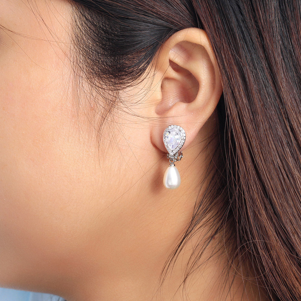 Korean unique retro drop earrings set with AAA zirconia and personalized creative pearl stud earrings exquisite jewelry pieces