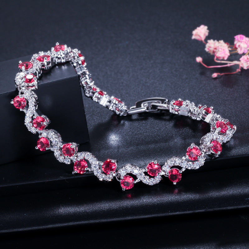 Best-selling Korean fashionable and versatile jewelryBeautiful sparkling diamondsSwiss AAA zirconium plated with white gold bracelet