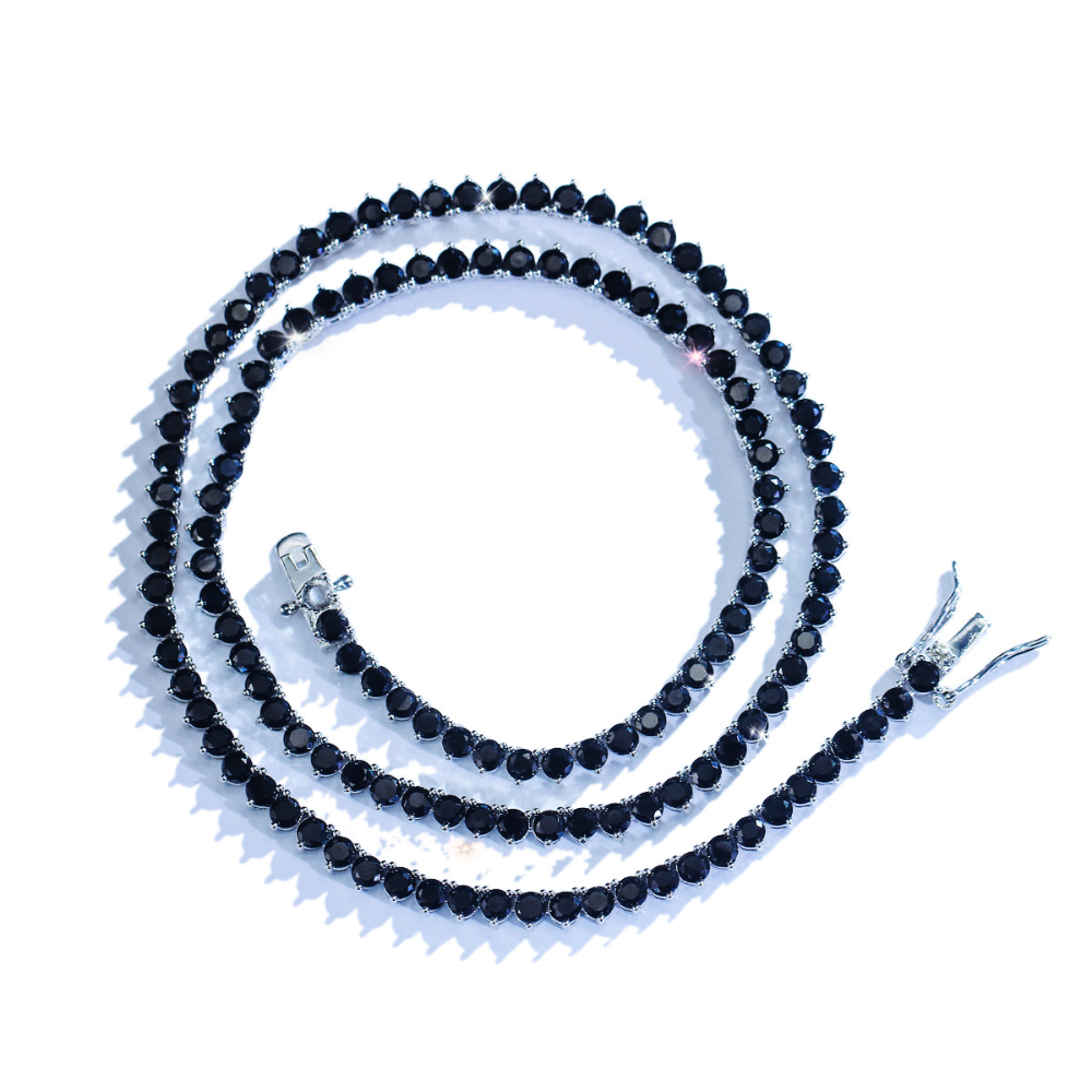 Black tennis chain - TennisChain necklace with copper inlay and zirconia stones - trendy accessory for the collarbone