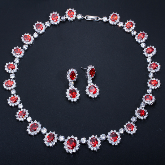 European and American formal evening dress set chain with AAA zirconia wedding earrings and necklace set - jewelry set