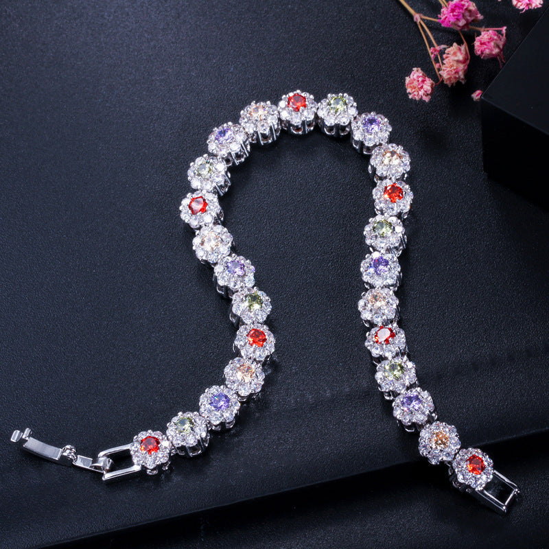 European and American fashion-style AAA zirconia bracelet - electroplated white gold jewelry accessory
