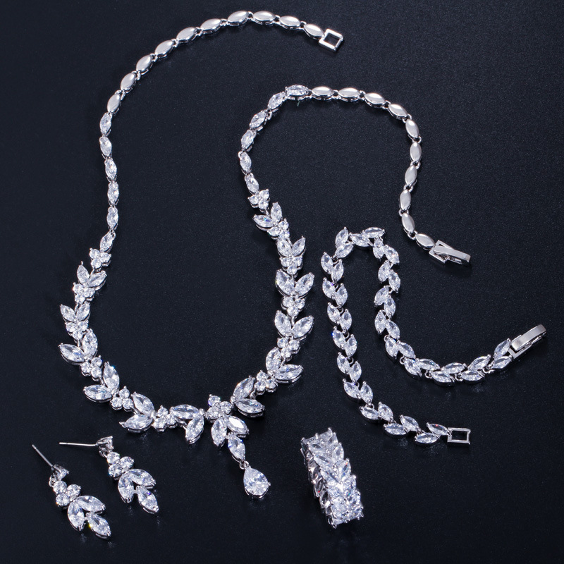 Hot-selling exaggerated earrings S925 fashionable zircon waterdrop long-style hollow earrings for brides