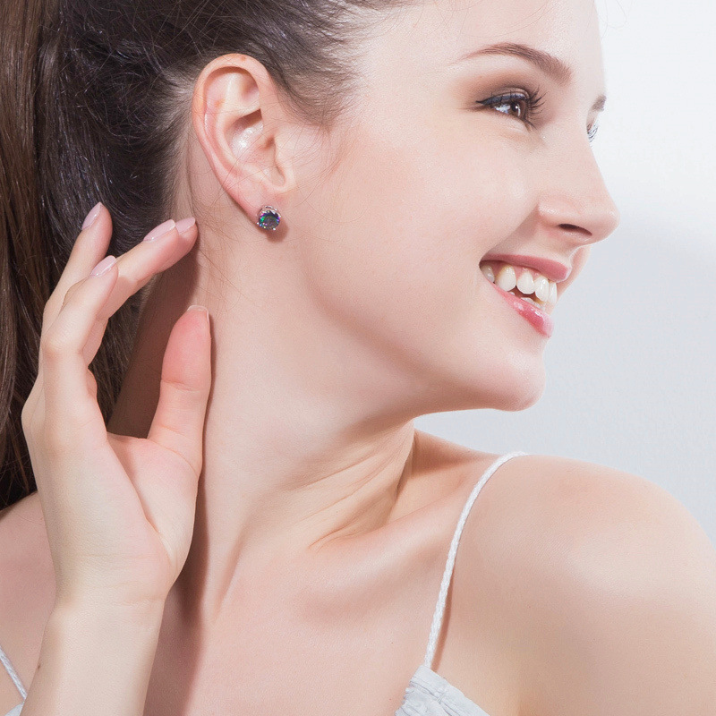 New Korean-style high-end fashionable multi-color zircon ear studs for women Popular and highly selling earrings