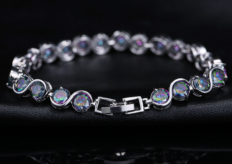 Fashion multicolored bracelet, AAA quality zircon, Korean-style jewelry
