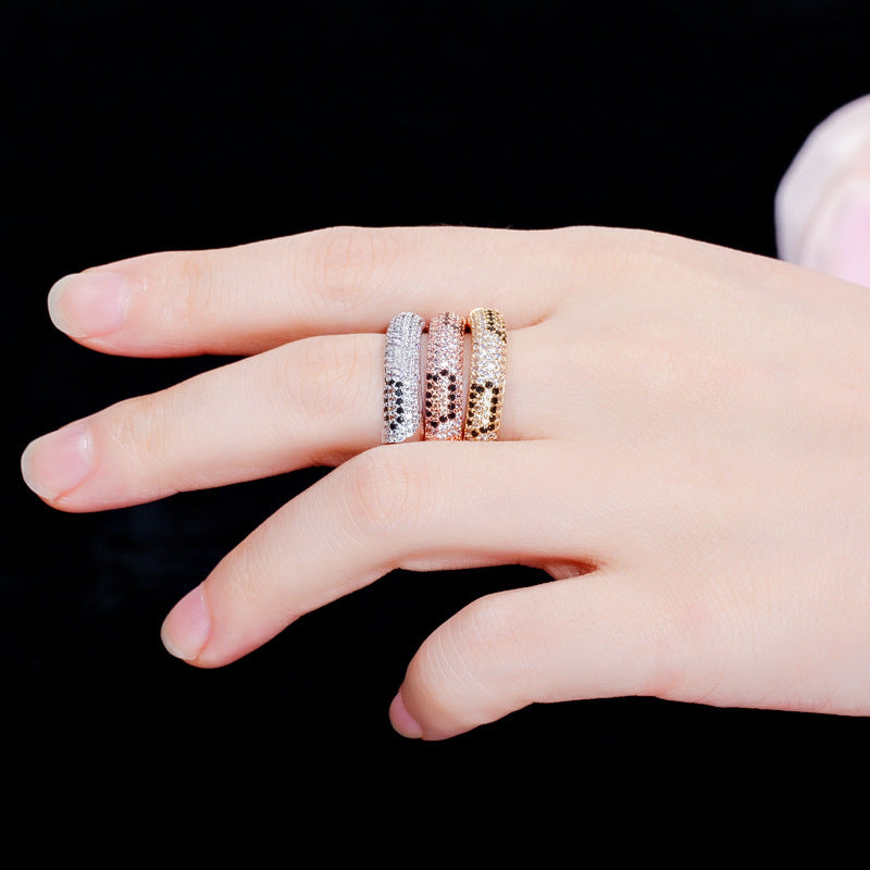 Hot-selling new minimalist and exquisite diamond-zirconia ring Environmentally friendly copper electroplated color-lasting accessory