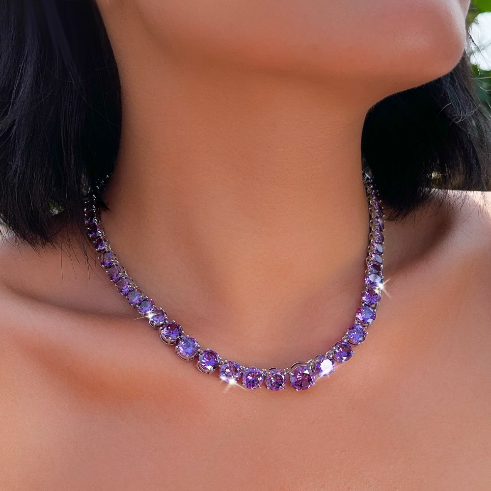 Ultra-shiny colored gemstone necklace choker fashionable and versatile high-end zircon jewelry accessory jewelry piece