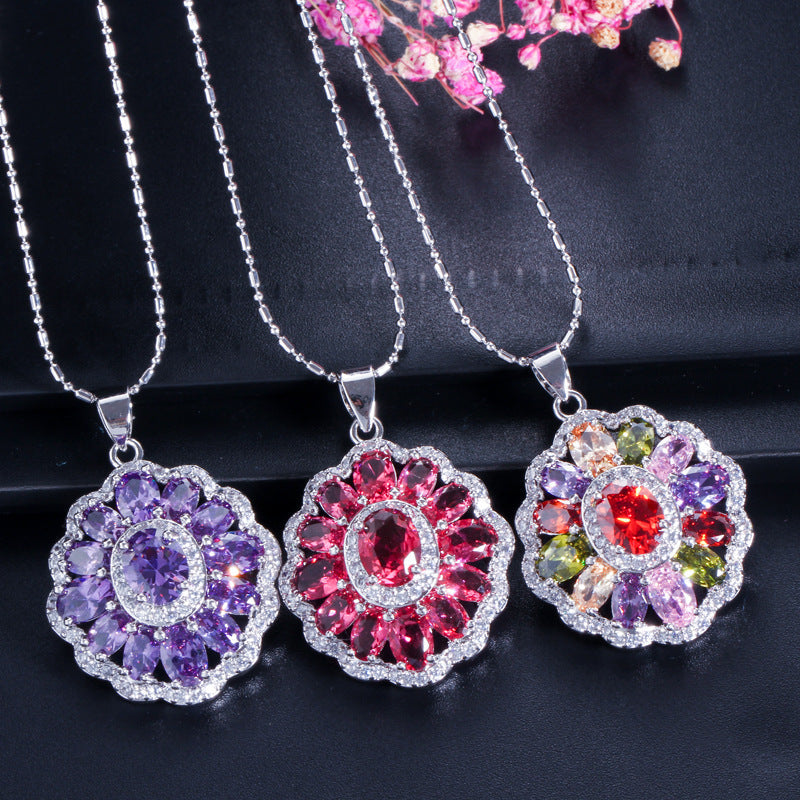 Best-selling high-end three-piece jewelry set - European-style necklace ring and earrings accessory set