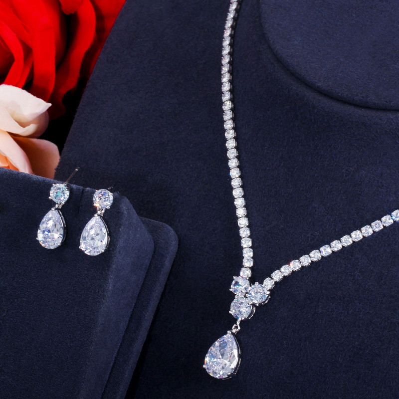 Korean-style Korean version fashion necklace and earring set - bridal wedding party dress evening gown and formal wedding accessory chain set