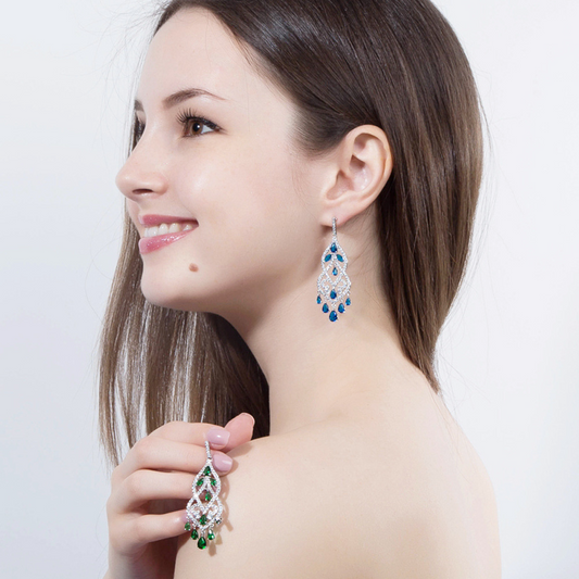 European-style fashionable long fringed earrings with AAA quality zirconia bridal earrings for women ear accessories