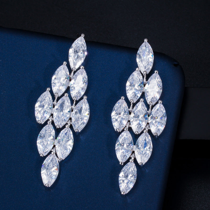 Newlywed banquet diamond AAA zircon waterdrop earrings - exclusive store quality