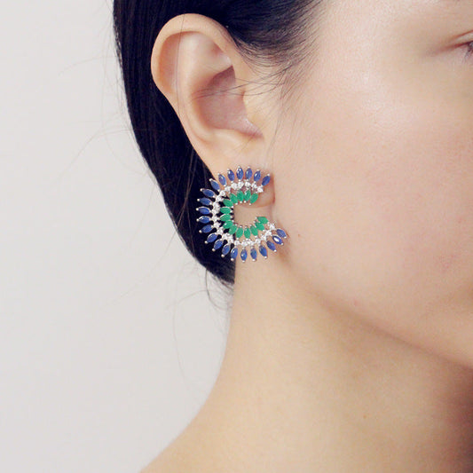 Korean-style earrings - Fashionable and versatile high-end and shiny zirconia earrings personalized diamond-studded Korean ear studs