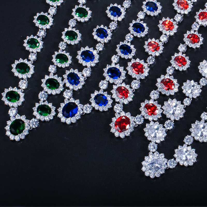 European and American formal evening dress set chain with AAA zirconia wedding earrings and necklace set - jewelry set
