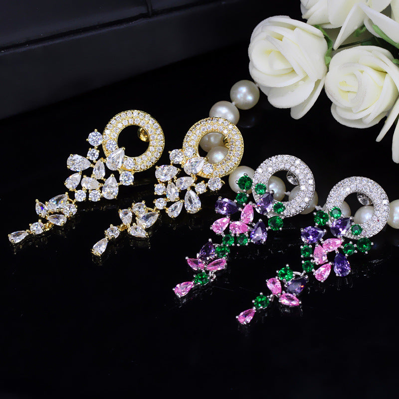 New multi-color garland series earrings with AAA zirconia and sparkling diamond accents