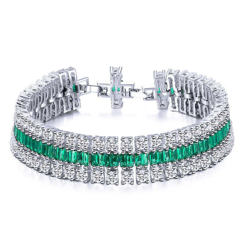 European and American fashion electroplated genuine gold zirconium watch chain - three-row bracelet