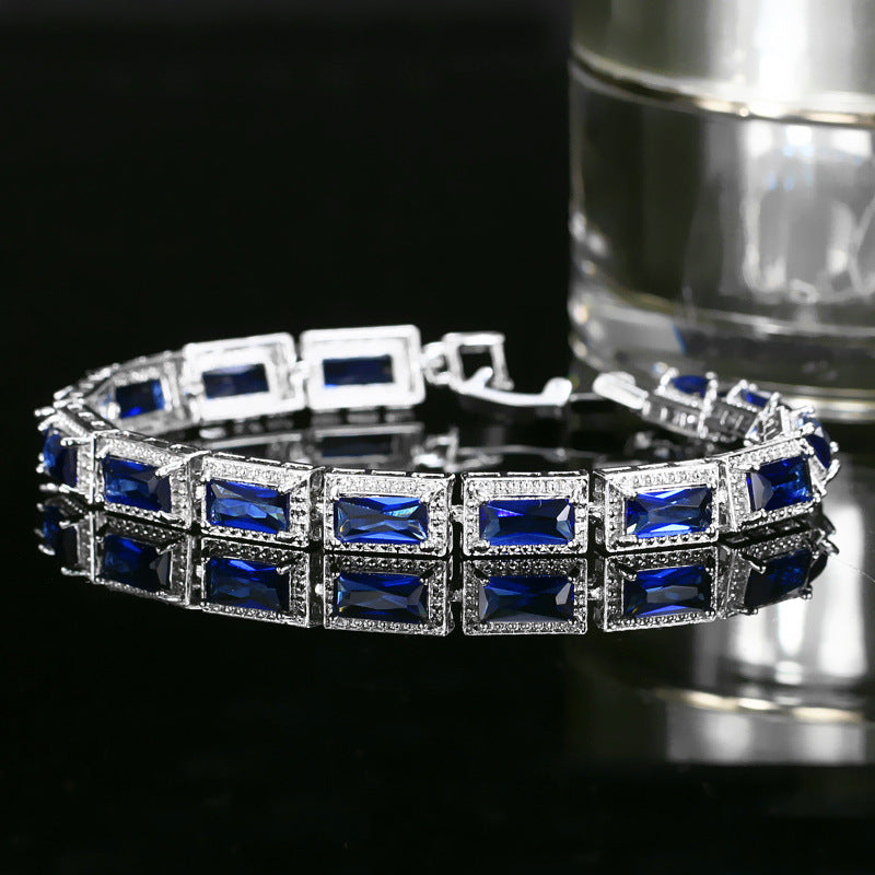 Korean version of fashionable jewelry - electroplated white gold with tiny zirconia inlays bracelet and chain