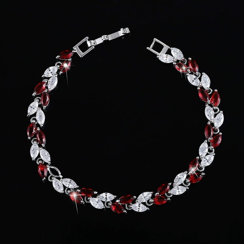 Korean version fashionable jewelry bracelet with small leaves and AAA-quality zircon stones size17.8cm