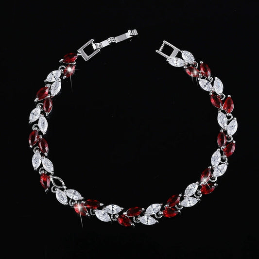 Korean version fashionable jewelry bracelet with small leaves and AAA-quality zircon stones size17.8cm