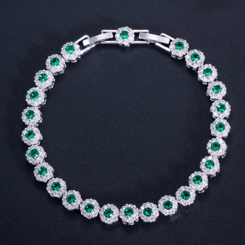 European and American fashion-style AAA zirconia bracelet - electroplated white gold jewelry accessory