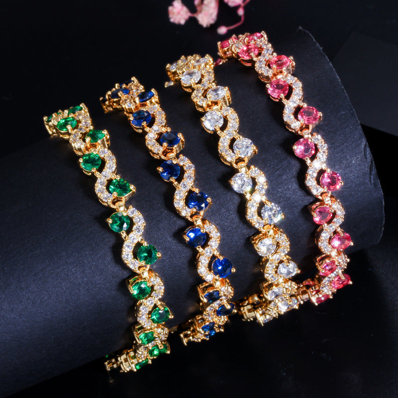 Best-selling versatile jewelry wholesale Environmentally friendly copper electroplated gold zirconia exquisite bracelet