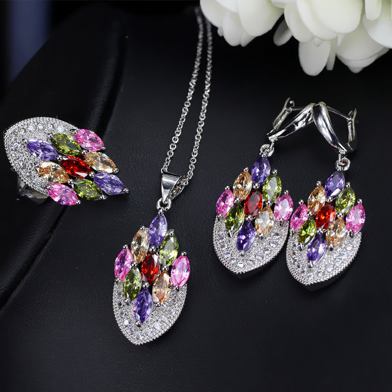 European and American style zircon jewelry set Wholesale bridesmaid and wedding accessories for photo studios and photography props