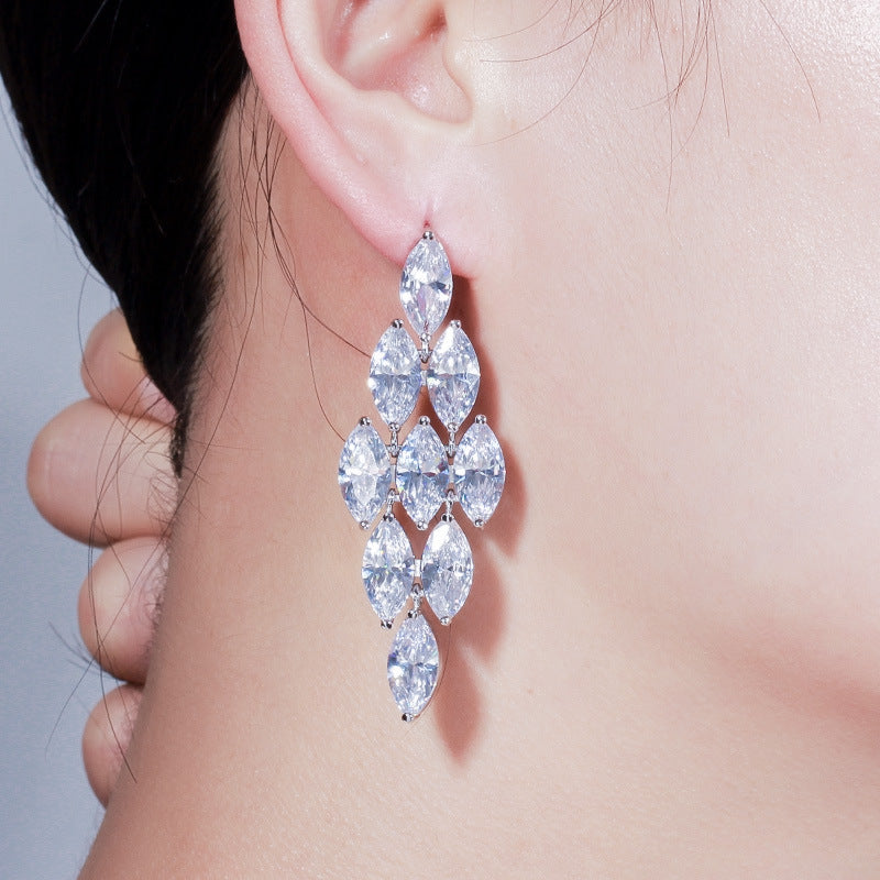 Newlywed banquet diamond AAA zircon waterdrop earrings - exclusive store quality