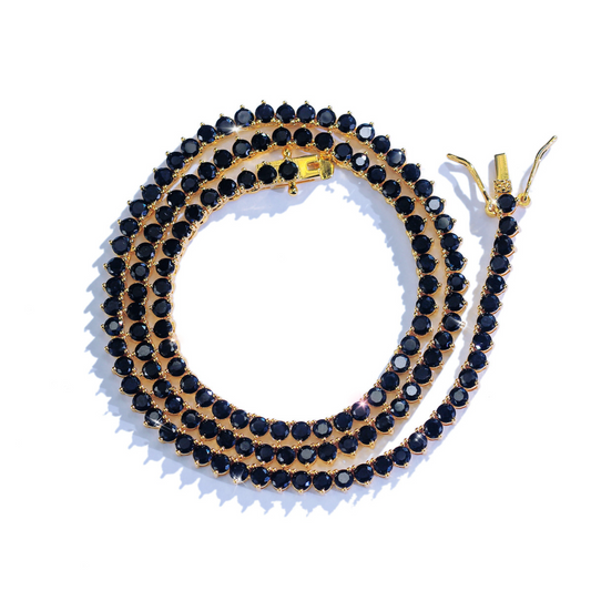 Black tennis chain - TennisChain necklace with copper inlay and zirconia stones - trendy accessory for the collarbone