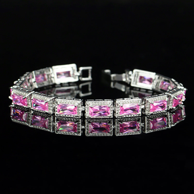 Korean version of fashionable jewelry - electroplated white gold with tiny zirconia inlays bracelet and chain