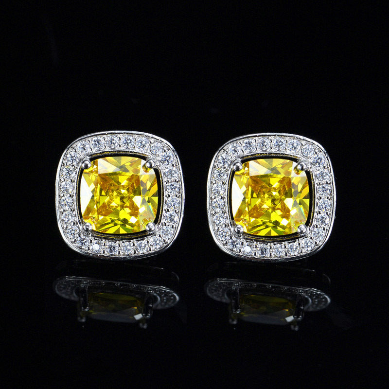 Best-selling Micro Set Stud Earrings Best-selling AAA Zirconia Earrings Decorative Jewelry for Europe and America High-end Ear Accessories Square Set Diamond Stud Earrings