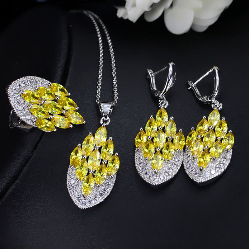 European and American style zircon jewelry set Wholesale bridesmaid and wedding accessories for photo studios and photography props